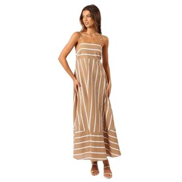 Imagem de Petal & Pup Vestido longo feminino Brea, listra bronzeada, Listra bronzeada, P