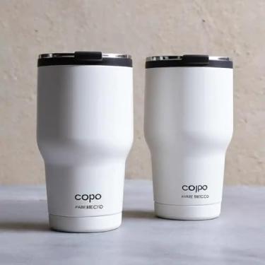 Imagem de Copo Térmico Parede Dupla em Aço Inox Branca 350ml com Tampa Hermética - Estilo Casual