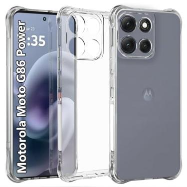 Imagem de USTIYA Capa para Motorola MOTO G86 Power 5G Case Uso Resistente, Capinha Bumper Absorção Choques em TPU Transparente Protector Câmera Espessamento nas Quatro Pontas da Carcasa