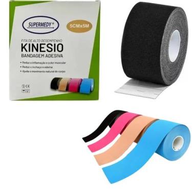 Imagem de Bandagem Elastica Fita De Kinesio Recuperação Fisioterapia - Supermedy