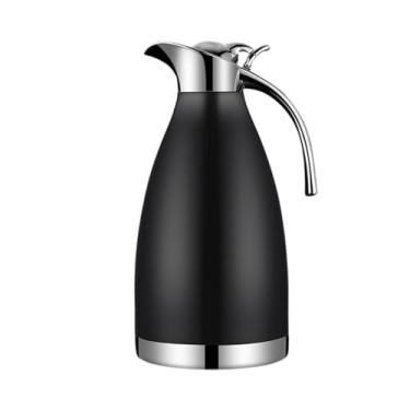 Imagem de ＫＬＫＣＭＳ Garrafa térmica de café com tampa selada 2L reutilizável, dispensador de bebidas com retenção de calor e frio, bule para leite, água e bebidas, Preto