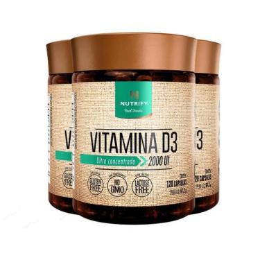 Imagem de Kit 3 Vitamina D3 2000 Ui Nutrify 120 Cápsulas