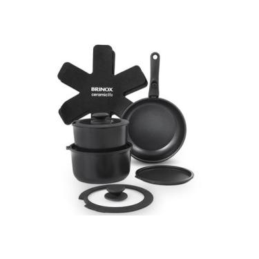 Imagem de Conjunto panelas 3 panelas brinox + 7 acessorios ceramic life fit c/in