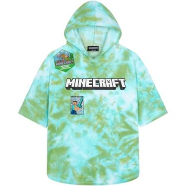 Imagem de Minecraft Towelling Poncho Toalhas de banho com capuz para crianças adolescentes toalha de praia absorvente (tie dye verde, 6-9 anos)