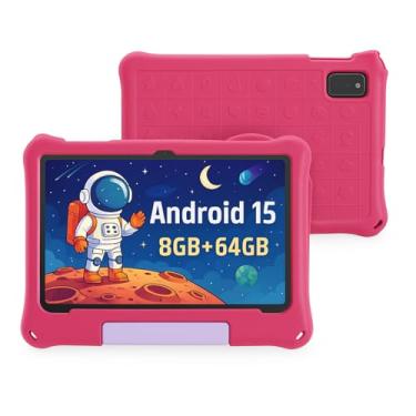 Imagem de Tablet infantil de 10 polegadas, tablets Android 15 para crianças de 3 a 12 anos, controle parental, aplicativos infantis pré-carregados, Octa-Core, 8 GB + 64 GB, 1 TB expansível, WiFi 6, câmera dupla