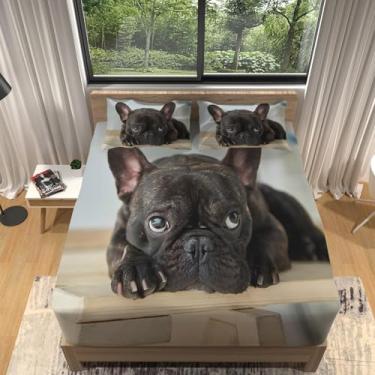 Imagem de Lençóis De Baixo Frech Bulldog King Size, Lençóis De Cama 3d De Animais Com Bolso Profundo 12 Polegadas Lençol De Cama De Microfibra Macio E Aconcheg, French Bulldog, super king/180 x 200