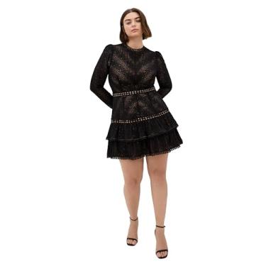 Imagem de City Chic Vestido feminino plus size - renda Gabriella, Preto, 52