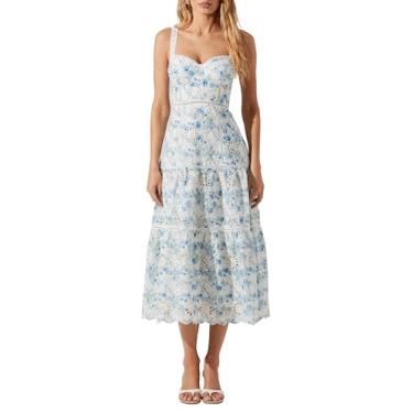 Imagem de ASTR the label Vestido feminino Pellagia, Branco, azul, floral, G