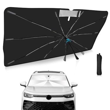 Imagem de Guarda-sol para para-brisa de atualização 2025, ajuste personalizado para Volkswagen Tiguan 2018-2025, capa de carro com proteção UV dobrável, escudo de chuva de emergência e protetor de painel