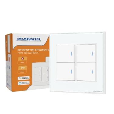 Imagem de Interruptor Inteligente Zigbee 4x4 4 Teclas Físicas Novadigital Fzb-4 Automação Tuya E Smart Life Compatível Com Alexa E Google Home Corrente Nominal 10a Bivolt 110v/220v Cor Branco