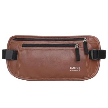 Imagem de Cinto de couro PU para dinheiro – Carteira de viagem oculta segura com bloqueio RFID, pochete disfarçada (marrom)