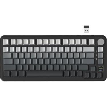 Imagem de ATTACK SHARK X85 PRO Teclado mecânico sem fio com tela TFT e botão,teclado gamer com junta 75% QMK,com fio 2.4G/BT/USB-C,switch linear hot-swappable,4000mAh,NKRO,RGB PC/MAC(Moonlight)