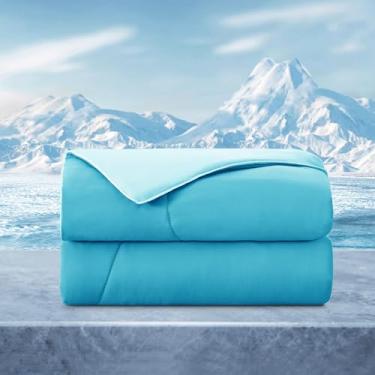 Imagem de Moonrite Cobertor refrescante King/Cal King, Q-max > 0,45 edredom refrescante japonês Arc-Chill para pessoas que dormem quentes, cobertor macio e sedoso respirável para suores noturnos de verão, azul