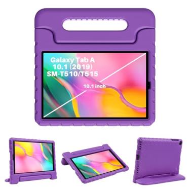 Imagem de Thoreta Capa infantil para Samsung Galaxy Tab A 10.1 (2019) modelo SM-T510/T515, leve, à prova de choque, adequada para crianças, EVA com alça conversível, roxa