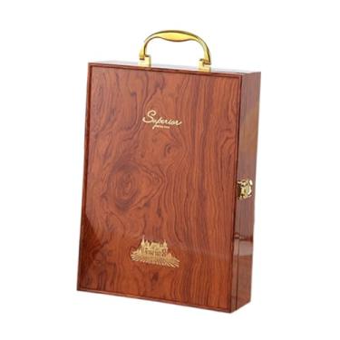 Imagem de ＫＬＫＣＭＳ Caixa de madeira para vinho tinto com espaço para duas garrafas, ideal para eventos especiais, Type C