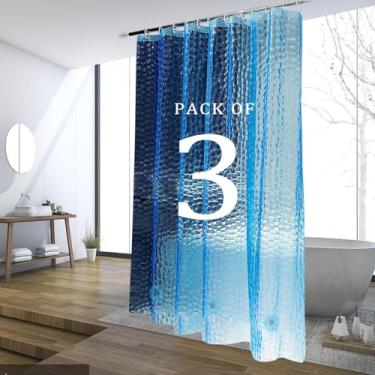 Imagem de jssablo Forro de cortina de chuveiro, pacote com 3 cortinas de chuveiro 100% à prova d'água Eva com 3 ímãs de fundo pesado e 12 ilhós à prova de ferrugem, forro de chuveiro ponderado 72x72 para box de