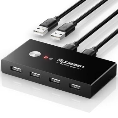 Imagem de DigitPro Hub Usb 2 Em 1 Rybozen, Seletor De Switch Kvm Para Unidades - Compartilhamento 4 Dispositivos, Portas X 2.0, Teclado, Mouse, Scanner, Impressora Compatível