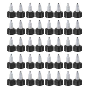 Imagem de PATIKIL Tampas de garrafa torcidas 24/410, 40 peças de tampas de substituição de garrafas de plástico com borda nervurada com junta de espuma para tampas de tinta, distribuição de cola, preto
