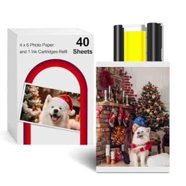 Imagem de Compatível com Amber M100/M200 impressora fotográfica 10 x 15 cm, cassete de tinta colorida e refil de papel (40 folhas de papel fotográfico e 1 cartucho de tinta) para impressora fotográfica DHP512