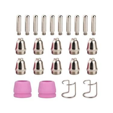 Imagem de Kit de consumíveis de tocha de corte de plasma, 24 peças, bocal e copo de eletrodo adequado para cortador de plasma YESWELDER CUT-55DS CUT55DS