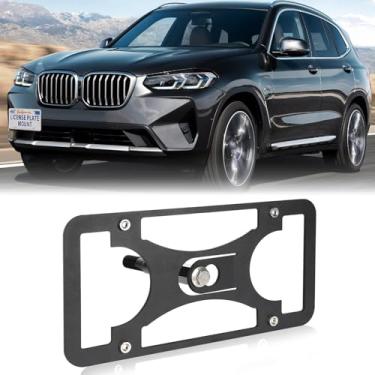Imagem de Suporte de placa de carro para para-choque dianteiro compatível com BMW X3 M 2020-2025, sem furadeira, molduras para placa de carro, gancho de reboque, kit de montagem de suporte de placa de carro,