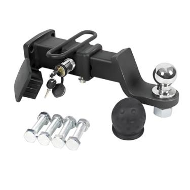 Imagem de HOONHERY Suporte de esfera de engate de reboque, serve para receptor quadrado de 5 cm, kit inicial de montagem de bola de engate de reboque de aço sólido, engate de esfera de rolamento de carga de