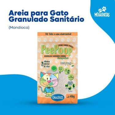 Imagem de Areia para Gato Granulado Sanitário Mandioca PeePoop 4 Kg 100 Natural 