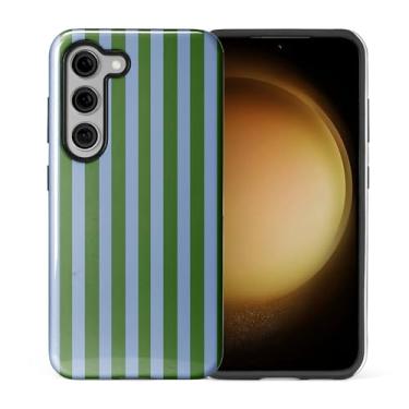Imagem de WANKBLC Capa brilhante compatível com Samsung Galaxy S23 para meninas e meninos, design de corpo inteiro, silicone macio, proteção contra arranhões, padrão maluco, listras verdes e azuis, linha