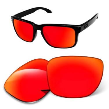 Imagem de Lentes de substituição de 1,6 mm compatíveis com óculos de sol Oakley Holbrook XL OO9417, antiarranhões e resistentes a impactos, Espelhado vermelho laranja, One Size