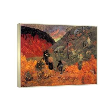 Imagem de RYLJCZ Reprodução de pinturas a óleo Paul Sérusier - Les Heures - Impressão de arte de paisagem vintage - Arte de parede em tela para decorações de casa e escritório 70 x 85 cm (27,6 x 33,4 pol