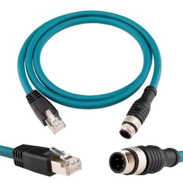 Imagem de Cabo Ethernet Lonlonty M12 de 4 pinos para RJ45 Cat6 1m blindado