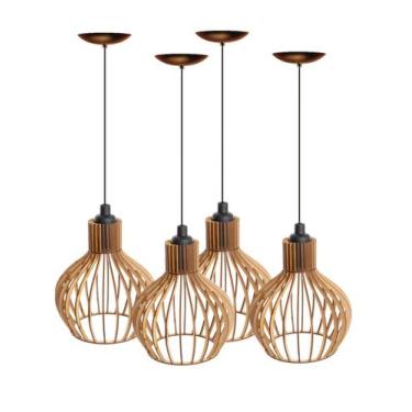 Imagem de Pendente Luminária Area Gourmet Kit 4 Peças - Collore, Marrom