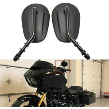 Imagem de Espelhos retrovisores de lágrima de motocicleta 8 mm para Harley Davidson Road King CVO Road Street Tri Glide Freewheeler Street XG500 XG750 Sportster XL883 1200 Softail Bob (preto)