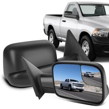 Imagem de ECCPP Espelhos de reboque de reposição para Dodge 03-08 para Ram 1500 2500 3500 caminhão preto espelhos de reboque manual conjunto de pares de espelhos retrovisores laterais