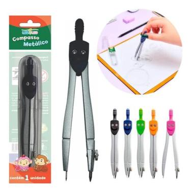 Imagem de Compasso Escolar Metal Unidade Leo e Leo Sortido 3 Cores - Leo&Leo
