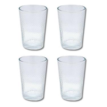 Imagem de Kit 4 Copos Vidro Para Agua Suco 200 ml Arizona Pontilhado - PRATICASA