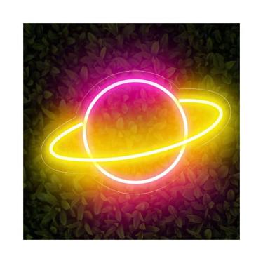 Imagem de Painel Letreiro Neon Led Saturno Planeta Quarto De Bebê - Bloom