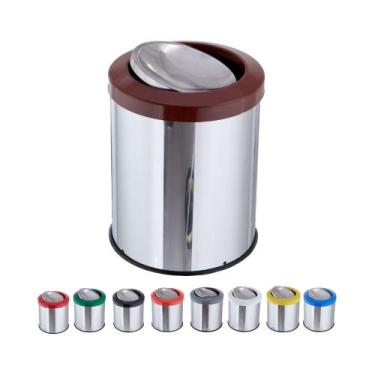 Imagem de Lixeira Inox Com Tampa Flip Top Basculante 15 Litros Lixo - CM Design,