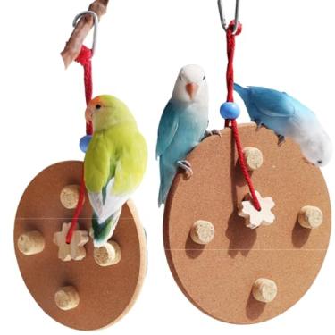 Imagem de Brinquedos de mastigação de rolha de pássaros para gaiola, brinquedo de forrageamento de cortiça de madeira, brinquedo de gaiola de pássaros pendurado para papagaios, conures, periquitas, calopsitas