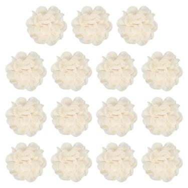 Imagem de YELARXI Flores de chiffon, apliques de tecido de costura, apliques de flores de chiffon - adequado para (mulheres/artesanato faça você mesmo/tiaras/acessórios de cabelo/casamento/festa/corsage) pacote