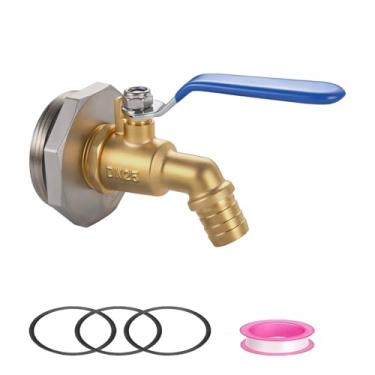 Imagem de Ceaeso Torneira de tambor de 5 cm, torneira de barril de latão de 2,5 cm para tambor de 55 galões, tambor de aço/plástico, torneira de barril de chuva, com arruela EPDM