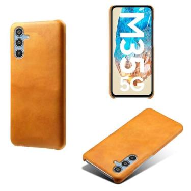Imagem de Capa para Samsung Galaxy M35 5G,Proteção contra quedas,Casca de volta de cor sólida simples,Design de couro de imitação de plástico-Orange
