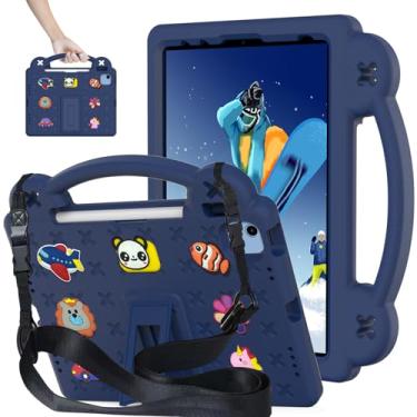 Imagem de YRH Capa infantil para iPad A16 28 cm 2025, com alça de suporte, capa à prova de choque de EVA, azul marinho