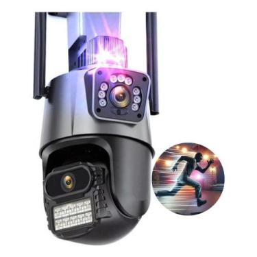 Imagem de Câmera de Segurança Externa Wifi Lente Dupla 4k Sirene Policial Sensor