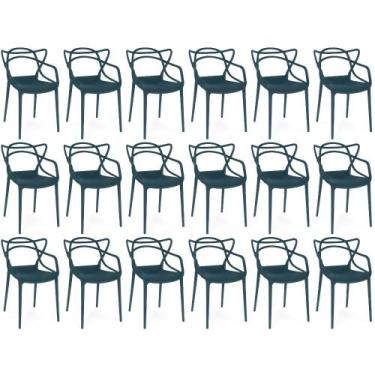 Imagem de Kit 18 Cadeiras de Jantar Allegra Design Empilhável - Azul Marinho - M