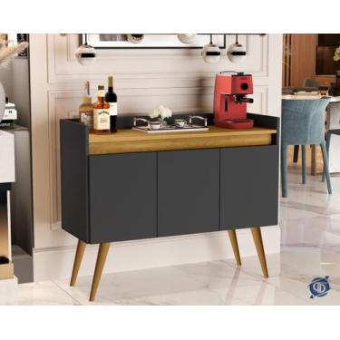 Imagem de Aparador Buffet Luanda Plus 3 Portas Pés Palito Preto / madeirado - Co