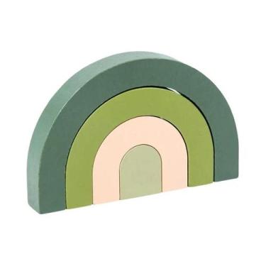 Imagem de Blocos De Construção De Madeira Montessori Arco-Íris Jogo Educacional 