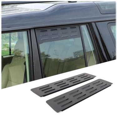 Imagem de Heutamo Tampa de ventilação da persiana da janela traseira compatível com Land Rover Discovery 2 1998-2004, decalques das persianas da porta traseira, capa de painel de vidro de liga de alumínio