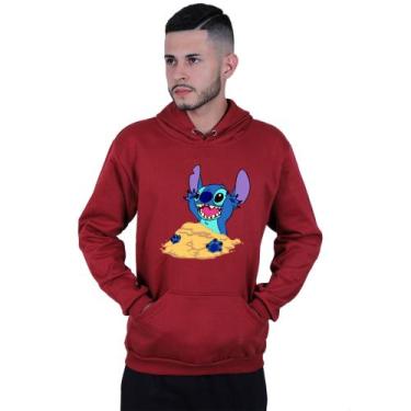 Imagem de Moletom Unissex Canguru Lilo Stitch Areia - Lafre, Vermelho escuro, M