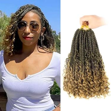 Imagem de Goddess Box Trança de Cabelo Crochê Trança de Cabelo para Mulheres Negras 9 Pacotes Pré Looped Boho Bob Box Tranças Crochê Tranças Sintéticas Extensão de Cabelo Trança (T27)